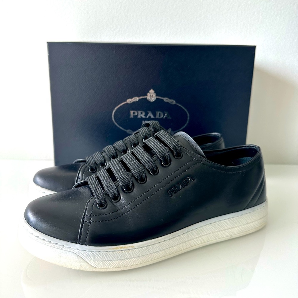 Prada Black Leather Women’s Sneakers - Size 37.5